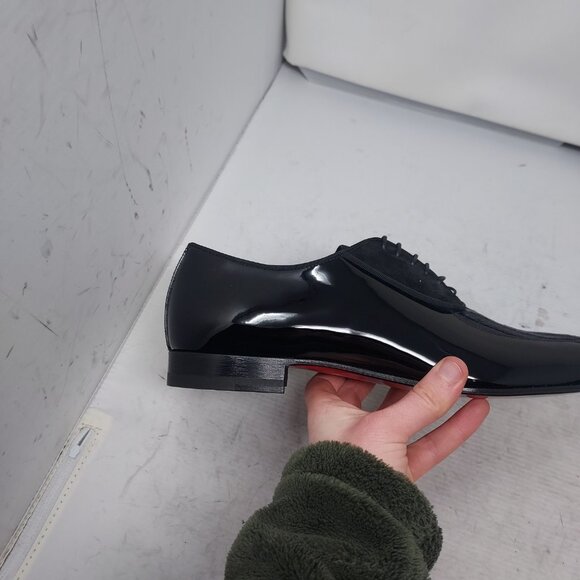 Christian Louboutin Black Lafitte Velvet Patent Striped Lace Up Shoe main image 5
